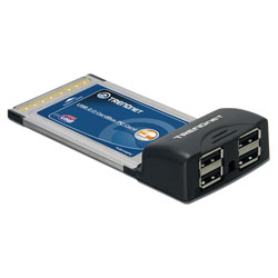 TRENDWARE INTERNATIONAL TRENDnet 4-Port USB 2.0 Host PC Card - 4 x Type A - USB 2.0 External
