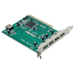 TRENDNET TRENDnet 5-Port USB 2.0 Host PCI Adapter - 4 x Type A - USB 2.0 External, 1 x Type A - USB 2.0 Internal - Plug-in Card