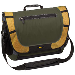 Targus Sporty Notebook Messenger Bag - Top Loading - Polyester - Olive, Yellow