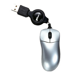 Targus Ultra Mini Optical Mouse w/ Retractable Cord (Silver), PAUM01U