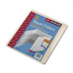 Smead Manufacturing Co. Three-Panel Fold-Out Report Folders with Fastener, Straight Cut, Manila, 5/Pack (SMD14590)