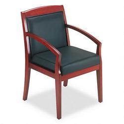 Tiffany Office Furniture VSCCRY Mercado Wood Guest Chair, Black Leather, Sierra Cherry Finish