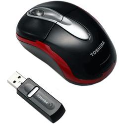 Toshiba Wireless 2.4 GHz RF Optical Tilt-Wheel Mouse - Optical - USB - Red