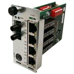 TRANSITION NETWORKS Transition Networks Point System T1/E1 to Fiber Transport Mux Slide-In-Module Media Converter - 4 x RJ-48 , 1 x SC , 1 x mini-DIN - T1/E1 (C4TEF1029-103)