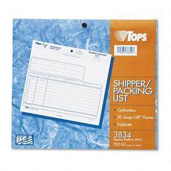 Tops Business Forms Triplicate Carbonless Snap-Off® Shipper/Packing List, 50 Sets/Pack (TOP3834)