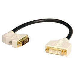 Tripp Lite DVI Dual Link Video Extension Cable (45 Degree Left Connector) - 1 x DVI-D - 1 x DVI-I - 1ft