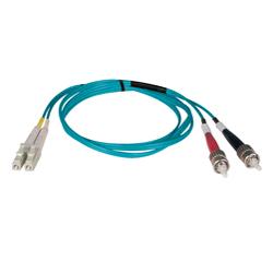 Tripp Lite Fiber Optic Duplex Patch Cable - 2 x LC - 2 x ST - 16.4ft - Aqua Blue