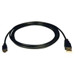 Tripp Lite USB 2.0 A to 5-Pin Mini B Gold Cable - 1 x Type A USB - 1 x Mini Type B USB - 6ft - Black