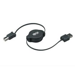 Tripp Lite USB 2.0 Retractable Cable - 1 x Type A USB - 1 x Type B USB - 4ft - Black