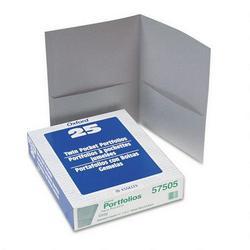 Esselte Pendaflex Corp. Twin Pocket Leatherette-Grained Portfolios, Gray, 25/Box (ESS57505)