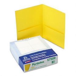 Esselte Pendaflex Corp. Twin Pocket Leatherette-Grained Portfolios, Yellow, 25/Box (ESS57509)
