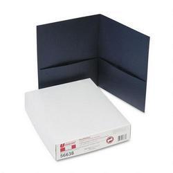 Universal Office Products Two Pocket Portfolios, Dark Blue Leatherette Cover, 11 x 8-1/2, 25 per Box (UNV56638)