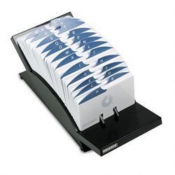 Eldon Office Products V-Glide® Adjustable Plastic Card File, 500 2-1/4x4 Cards, 24 A-Z Guides, Black (ROL67022)