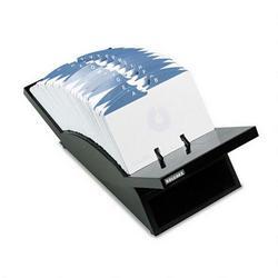 Eldon Office Products V-Glide® Adjustable Plastic Card File, 500 3x5 Cards & 24 A-Z Guides, Black (ROL67044)