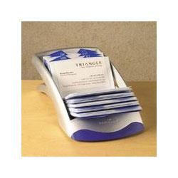 Duarable Office Products Corp. VISIFIX Desk Business Card File, 100 Pockets, A-Z Guides, Graphite/Blue (DBL241323)