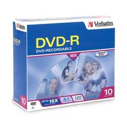 VERBATIM Verbatim 16x DVD-R Media - 4.7GB - 10 Pack (95099)