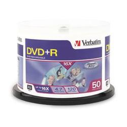 VERBATIM Verbatim 16x DVD+R Media - 4.7GB - 50 Pack
