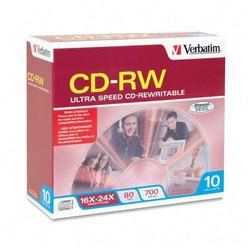 VERBATIM CORPORATION Verbatim 24x CD-RW Media - 700MB - 10 Pack