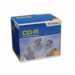 VERBATIM CORPORATION Verbatim 52x CD-R Media - 700MB - 20 Pack Slim Case (94936)
