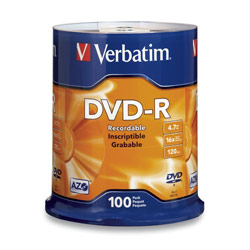 VERBATIM Verbatim DVD-R 4.7GB 16X Branded 100pk Spindle - 95102