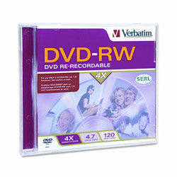VERBATIM CORPORATION Verbatim DVD-RW 4.7GB 4X Branded 1pk Jewel Case