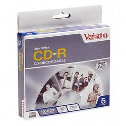 VERBATIM Verbatim DataLifePlus 52x CD-R Media - 700MB - 5 Pack