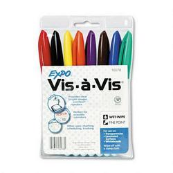 Faber Castell/Sanford Ink Company Vis- -Vis® Wet-Erase Overhead Transparency Markers, Fine Tip, 8-Color Set (SAN16078)