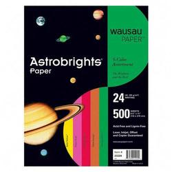 Wausau Papers Wausau Paper Astrobrights Assorted Card Stock Paper - Letter - 8.5 x 11 - 24lb - 500 x Sheet - Red, Green, Orange, Yellow