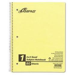Ampad/Divi Of American Pd & Ppr Wirebond WireLock® Quad Rule Notebook, 80 Sheets (AMP25451)