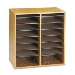 Safco Products Wood Literature/CD Organizer, 16 Adjustable Compartments, Medium Oak (SAF9422MO)