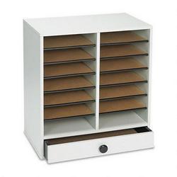 Safco Products Wood Literature Organizer, 14 Adjustable Compartments/1 Drawer, Gray (SAF9492GR)