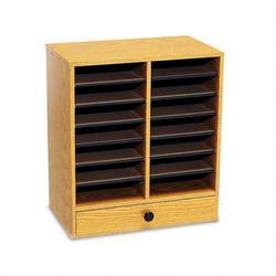 Safco Products Wood Literature Organizer, 14 Adjustable Compartments/1 Drawer, Medium Oak (SAF9492MO)