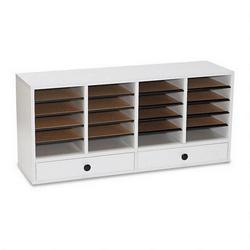 Safco Products Wood Literature Organizer, 20 Adjustable Compartments/2 Drawers, Gray (SAF9493GR)