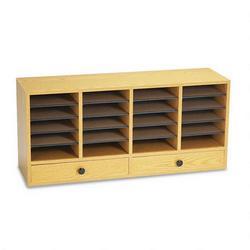 Safco Products Wood Literature Organizer, 20 Adjustable Compartments/2 Drawers, Medium Oak (SAF9493MO)
