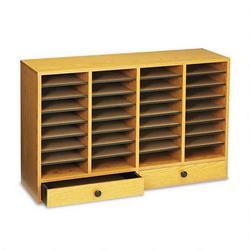 Safco Products Wood Literature Organizer, 32 Adjustable Compartments/2 Drawers, Medium Oak (SAF9494MO)