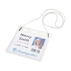 Baumgarten's plastic badge hldr,horz with elastic neckcord,4 x3 ,25/pack,clear (BAU67838)