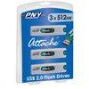 PNY Technologies 512 MB Attach  USB 2.0 Flash Drive - 3-Pack - Dell Only