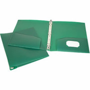 1" Flexible Round-Ring Poly Binder w/Double Pockets, Green