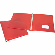 1" Flexible Round-Ring Poly Binder w/Double Pockets, Red