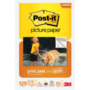 3M Post-it Sticky Picture Paper, 4" x 6", Matte, 125/Pack