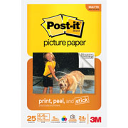 3M Post-it Sticky Picture Paper, 4" x 6", Matte, 25 Pack