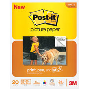 3M Post-it Sticky Picture Paper, 8 1/2" x 11", Matte, 20/Pack