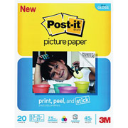 3M Post-it Sticky Picture Paper, 8 1/2" x 11", Semigloss, 20/Pack