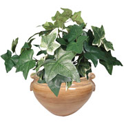 8 Inch Silk Greenery Bush Plant in Ash Container
