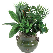 8 Inch Silk Greenery Bush in Green Fog Pot