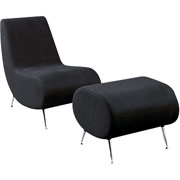 Adesso Milano Chair and Ottoman Set, Black