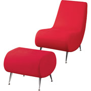 Adesso Milano Chair and Ottoman Set, Red