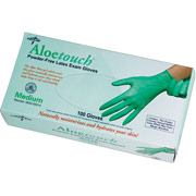 Aloetouch Powder-Free Latex Exam Gloves, Green, Medium
