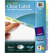 Avery 11993 Index Maker Clear Label Dividers, 8-Tab, Contemporary Colors, 25/Sets