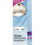 Avery 2160 Mini-Sheets White Laser Mailing Labels, 1" X 2 5/8"